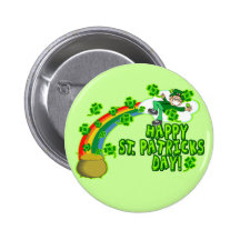 Happy St Patricks Day Leprechaun Pinback Button