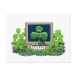 Happy st patricks day smiley on a computer postcards