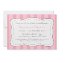 Happy Stripes Baby Shower Invitation (Pink)