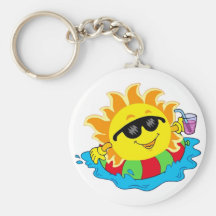 Happy Sun in the Pool Key Chain