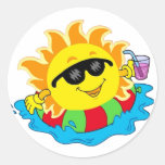 Happy Sun in the Pool Sticker