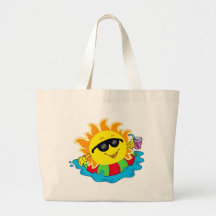 Happy Sun in the Pool Tote Bags