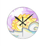 Happy sunrise smiling sun clocks