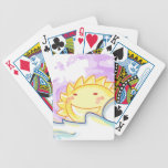 Happy sunrise smiling sun playing cards