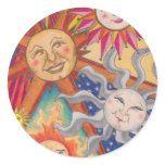 Happy suns round sticker