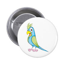 Happy Talking Parrot Pinback Button