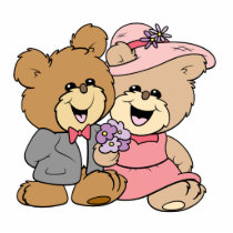 happy teddy bear couple design photo cutout