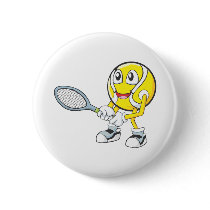 Happy Tennis Player Pinback Buttons