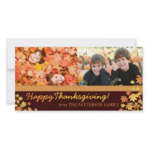 Happy Thanksgiving Autumn Leaves Two Photo Photo Card Template