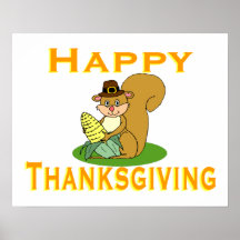Happy Thanksgiving Chipmunk With Corn Print
