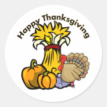 Happy Thanksgiving Day Round Stickers