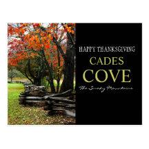 Happy Thanksgiving - Fence Row - Autumn Cades Cove Post Cards