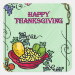 Happy Thanksgiving Fruit Bowl Square Sticker