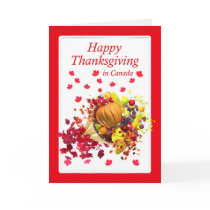 Happy Thanksgiving in Canada Cornucopia Greeting Card