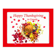 Happy Thanksgiving in Canada Cornucopia Postcard