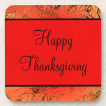 Happy Thanksgiving Vintage Autumn Fall Leaves Drink Coaster