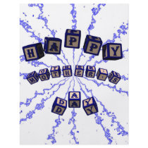 Happy ther's Day toy blocks in blue. Personalized Flyer