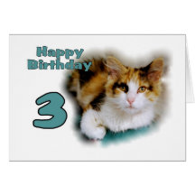 Happy Third Birthday Calico Cat Card