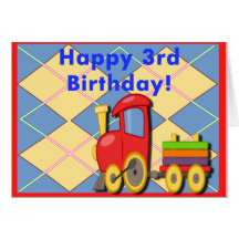 Happy Third Birthday Train Greeting Card