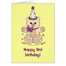 Happy Third Birthday with Teddy Card
