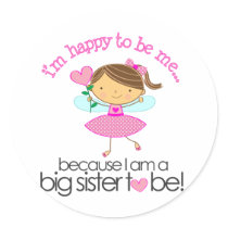 Happy to be me Big Sister pink fairy stickers