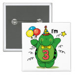 Happy Turtle 3rd Birthday Button