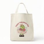 Happy Valentine Frog with Heart Tote Bags