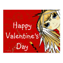 Happy Valentine's Day- Cute Girl Postcards