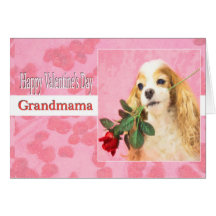 Happy Valentine's Day Grandmama With Dog And Rose Cards