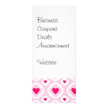 Happy Valentine's Day Hearts Pattern Pink Red Full Color Rack Card