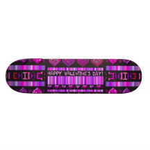 Happy Valentines Day Hearts & Stripes Skate Board Decks
