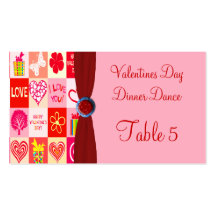Happy Valentines Day Love Info Seating Business Card Template