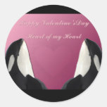 Happy Valentines Day Orca Killer Whale Heart of My Round Sticker