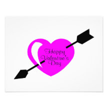 Happy Valentines Day Pink Black Heart Invitations