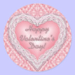 Happy Valentine's Day pink lace heart stickers