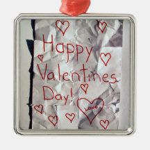 Happy Valentine's Day, torn and taped together Christmas Tree Ornament