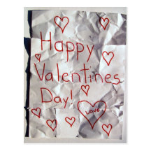 Happy Valentine's Day, torn and taped together Postcard