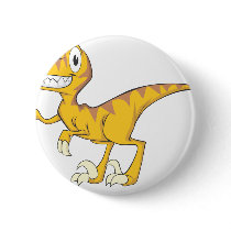 Happy Velociraptor Dinosaur Pinback Button