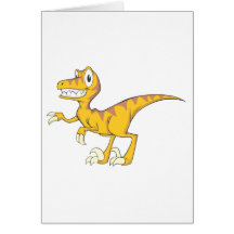 Happy Velociraptor Dinosaur Greeting Card