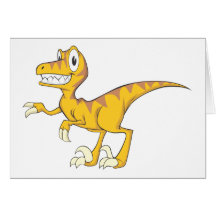 Happy Velociraptor Dinosaur Greeting Cards