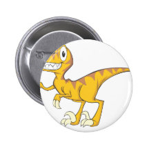 Happy Velociraptor Dinosaur Pinback Button