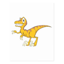Happy Velociraptor Dinosaur Post Card