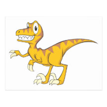 Happy Velociraptor Dinosaur Post Cards