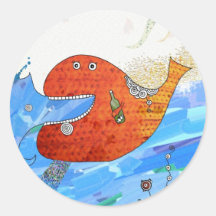 Happy whale Stickers by Krize Etiqueta Redonda