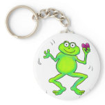 Happy Whimsical Frog Jumping Pink Heart In Hand