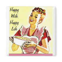 Happy Wife Happy Life Refrigerator Magnets
