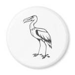 Happy Wood Stork Bird in Black and White magnets