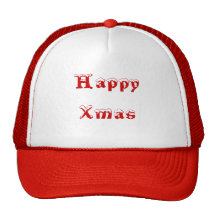 Happy Xmas. Red and White. Custom Hats