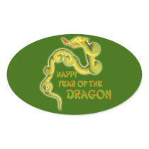 Happy Year of the Dragon Gifts Oval Stickers