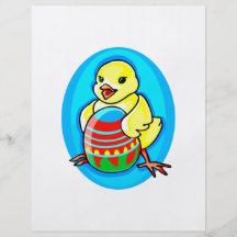 happy yellow chick big egg blue oval flyer design